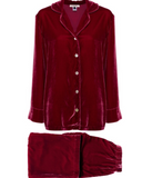 Elegant Frankly My Dear pajama from Gilda & Pearl is crafted from a sumptuous raspberry pink silk velvet