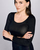 Black rib silk long sleeve from Aromatique is ultra lightweight and ribbed to hug every curve without adding bulk