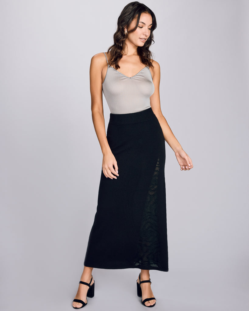 Arya Cashmere Black Lace Skirt