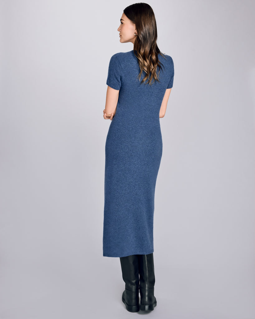 Sweater dress from Arya is crafted from a soft yet substantial periwinkle blue cashmere blend