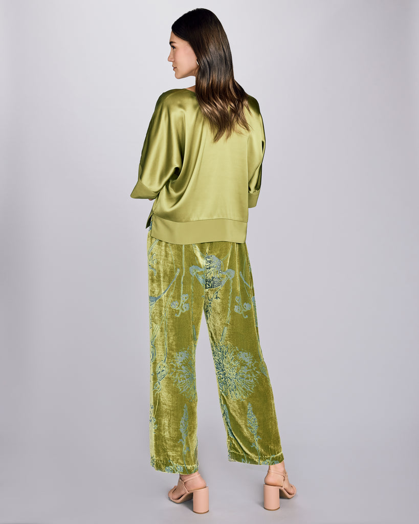 Christine Vancouver's Faberge Lounge Pant has an elasticized waist and an easy, wide-legged cut