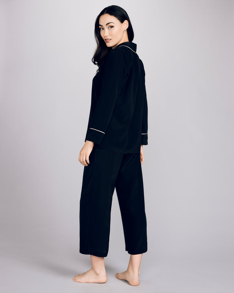 The Nights in Paris cropped trouser from Gilda & Pearl has an easy wide leg and an elasticized waist for flexible fit&nbsp;