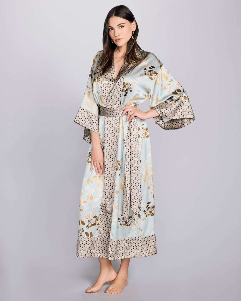 Karma On The Rocks Kobe Kazari Gold Long Silk Robe