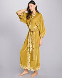 Nikko Silk Velvet Gold Long Robe