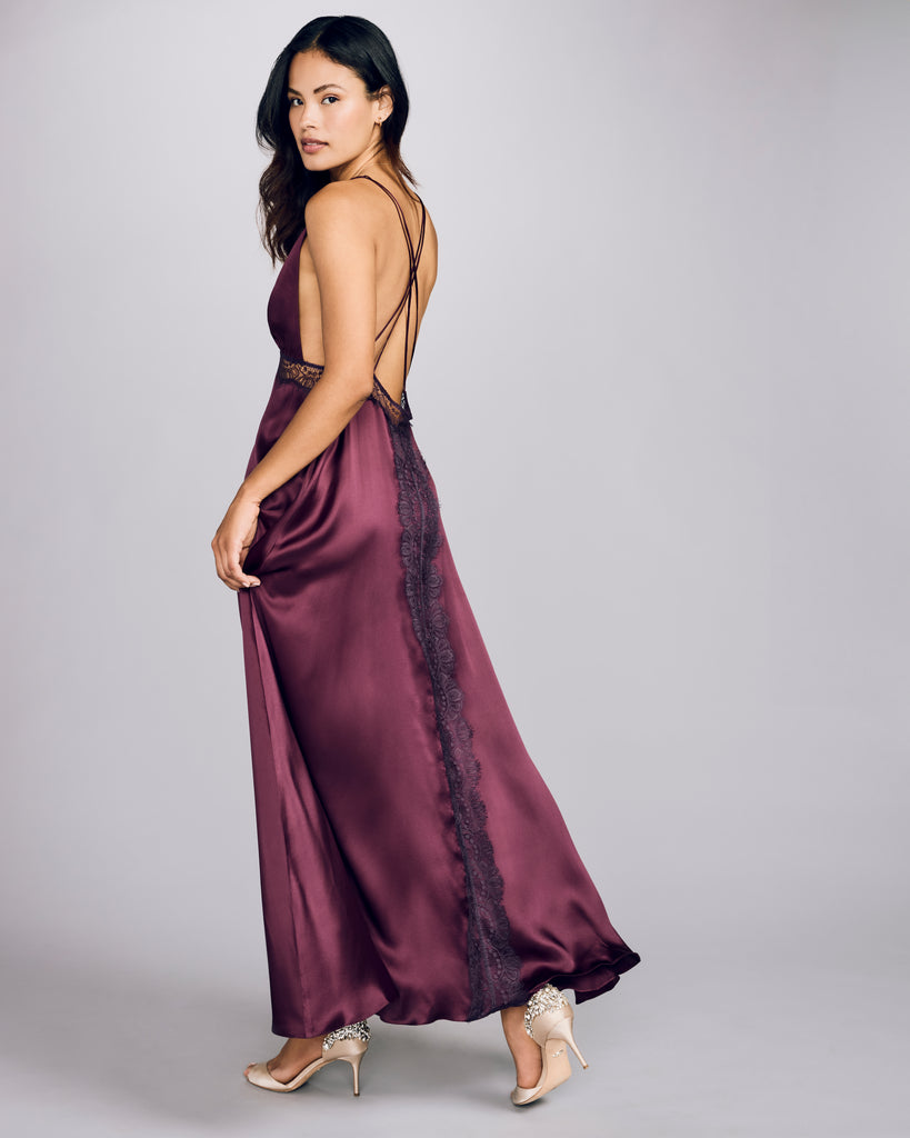 Layalina Alexandria Aubergine Silk Gown