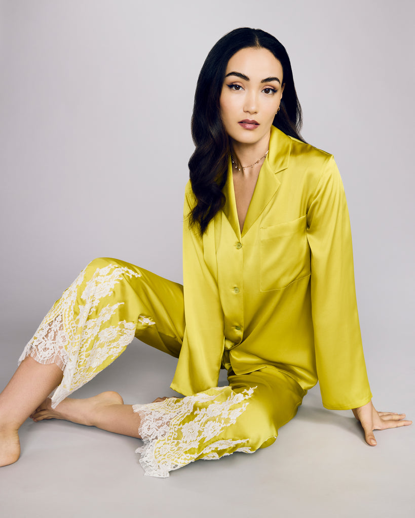 Layalina Nana Chartreuse Silk Pajama