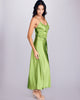 Elegant Thalia silk gown from Temperley is crafted from lime green silk