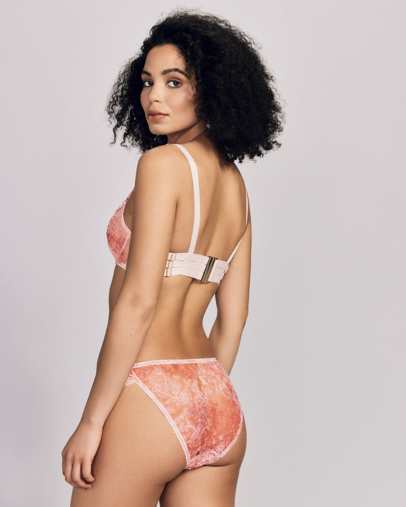 Karolina Laskowska's Paeonia brief features an uninterrupted length of the corded trim with high-cut legs and a silk-lined gusset