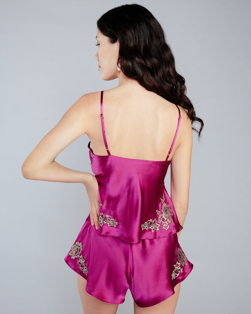 Emma Harris  Celeste Raspberry Silk Camisole Set at Jane's Vanity