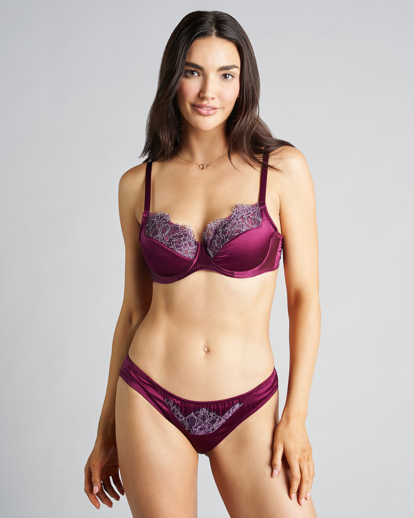 We Are We Wear lace trim satin lingerie set in navy