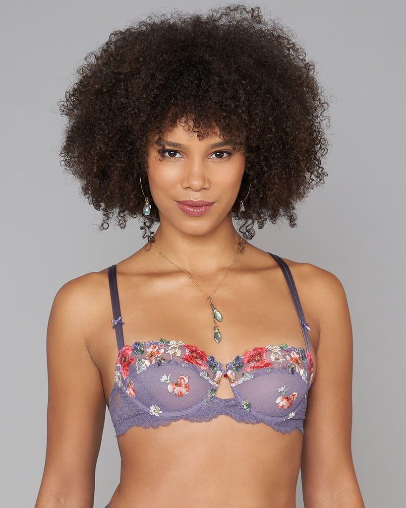 VICTORIAS SECRET VERY SEXY MONOWIRE SHEER FLORAL LACE BRA UNLINED